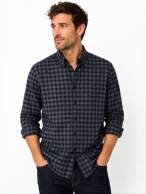 Mizzen+Main Blue Check Performance Button Down Shirt XL Trim Fit Made in USA